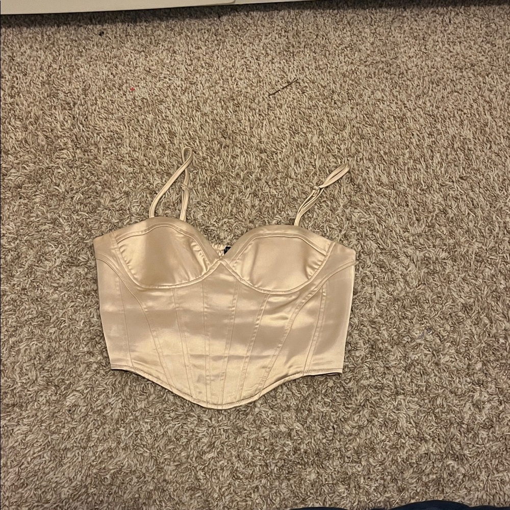Cream Satin Corset Top
